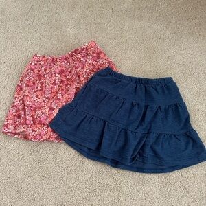 Floral Pink and Navy Blue Girl's Skirt Set